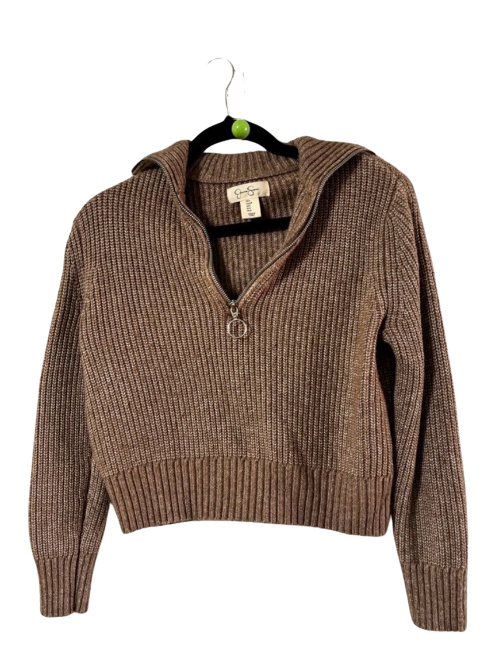 Jessica Simpson Brown Ribbed Cowl Neck Sweater